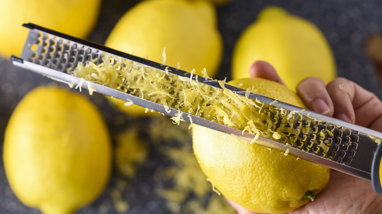 Grating fresh lemon zest