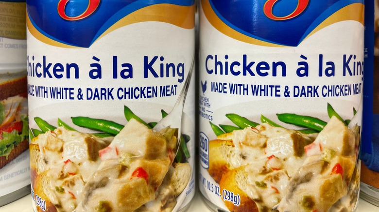 Chicken a la king in cans