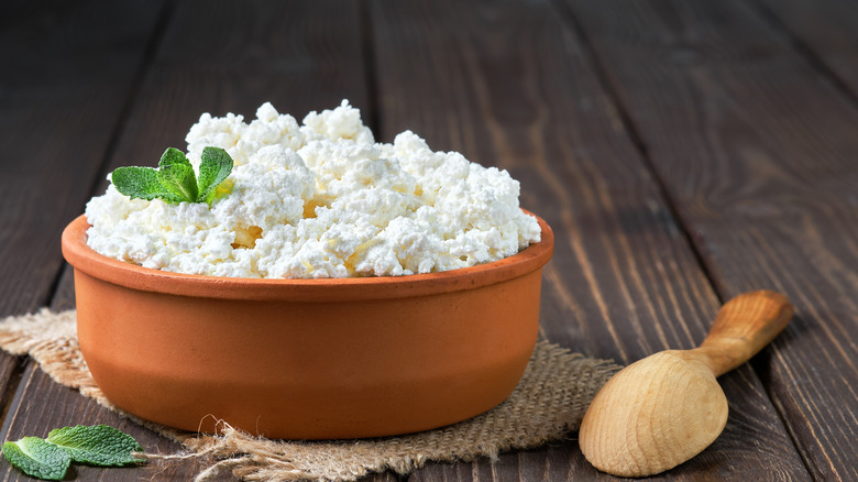 Cottage cheese in a bowl