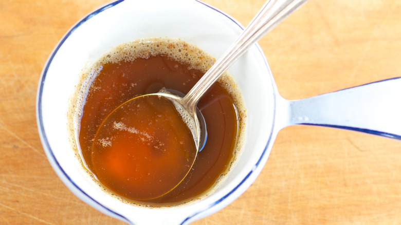 Browned butter in a saucepan