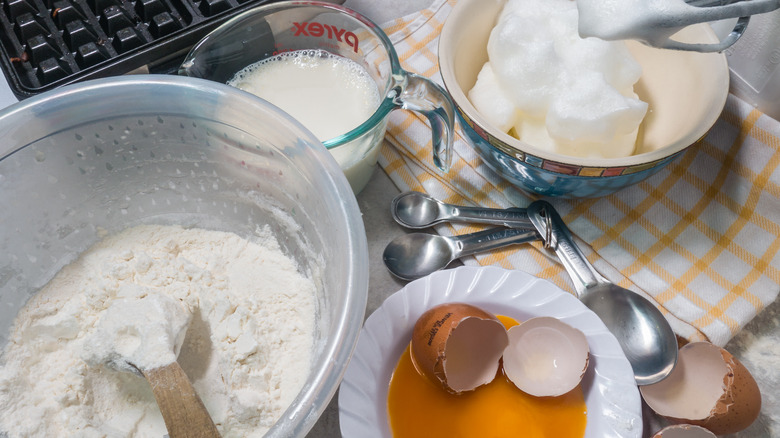 ingredients for waffle batter