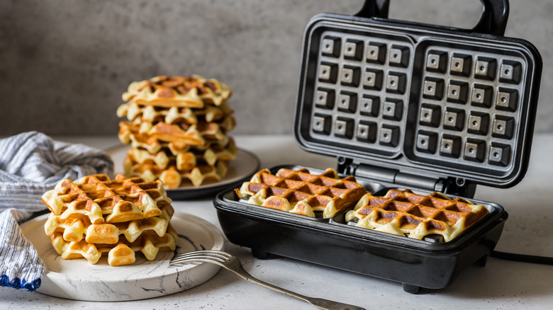 opened waffle maker lid