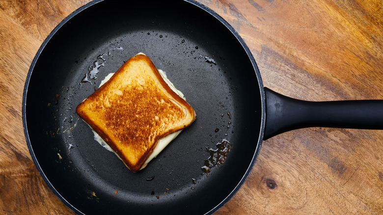 Grilled cheese in pan