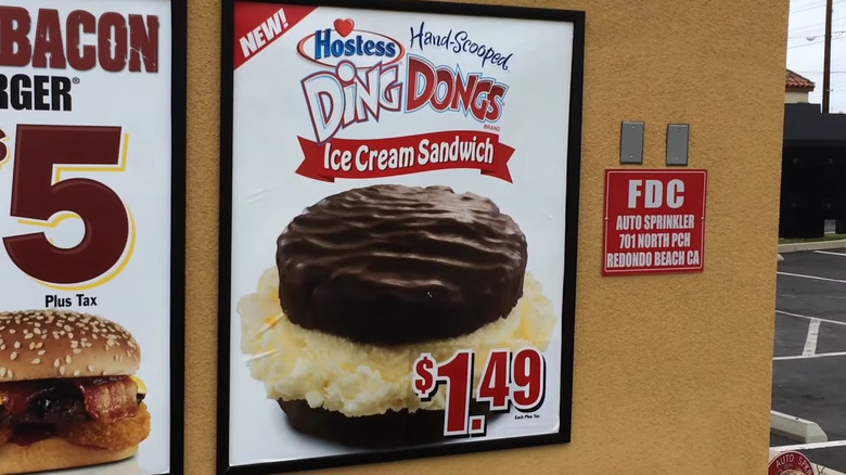 Sign for Ding Dong Ice Cream Sandwich