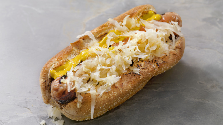 sauerkraut on hot dog