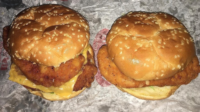 Two Checkers chicken sandwiches