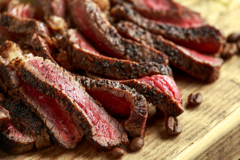 Cedar Grilled Flat Iron Steaks With Coffee Rub