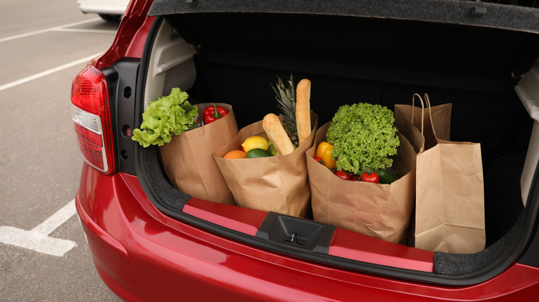 groceries in trunk of car