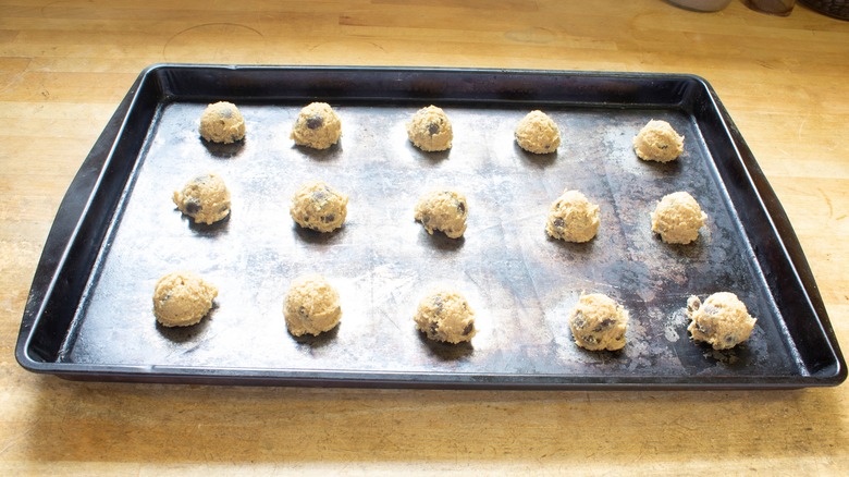 cookie dough on baking sheet