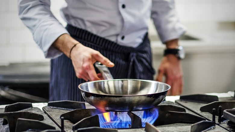 empty frying pan on stove