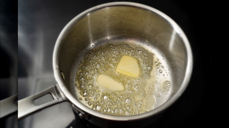 melting butter in stainless steel