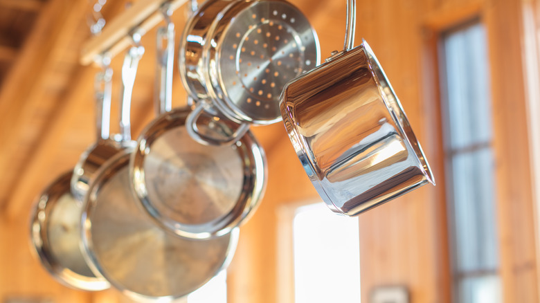 hanging stainless steel cookware