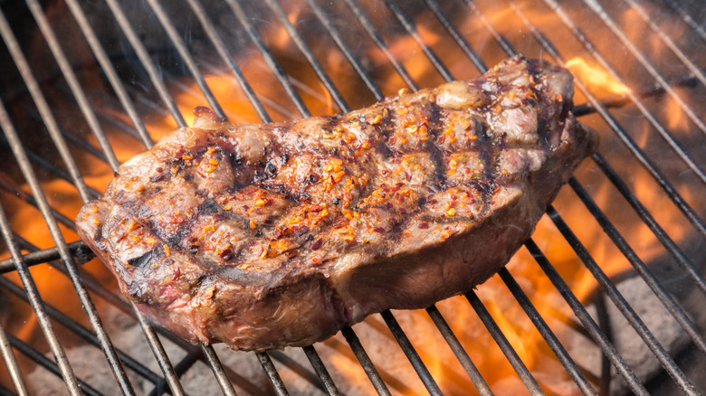 Rib eye on the grill