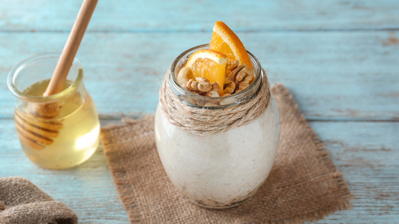 overnight oats with oranges and nuts