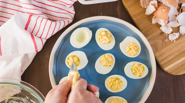 Making deviled eggs