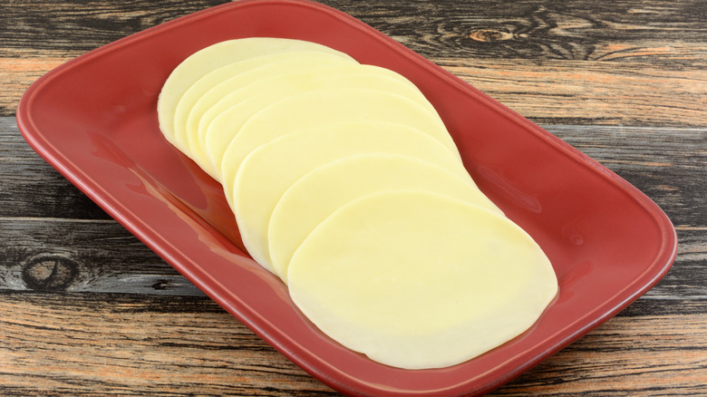 Plate of sliced provolone