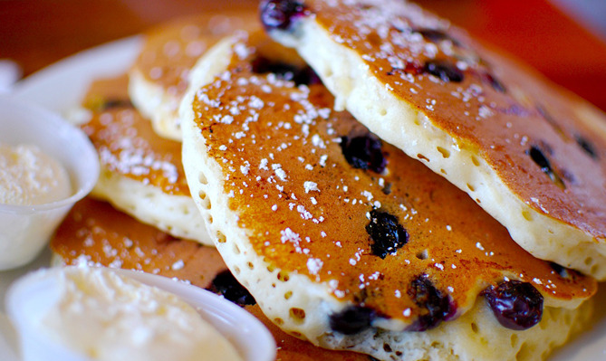 Banana, Blueberry, and Pecan Pancakes