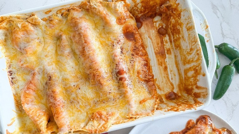 Bean beef cheese enchiladas