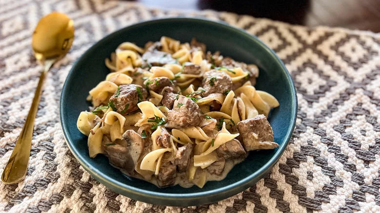 Beef Stroganoff in a bowl