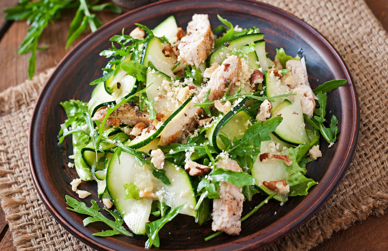 Marinated Zucchini Chicken Salad With Marcona Almonds