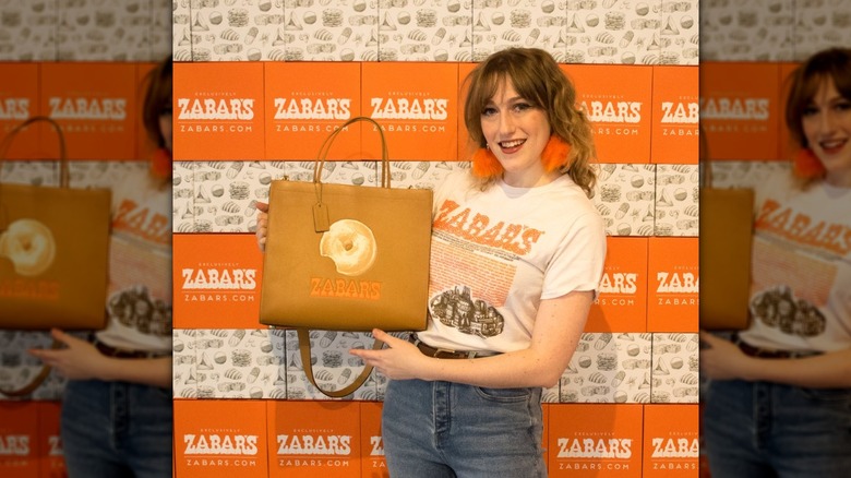 Woman holding Zabar's bag