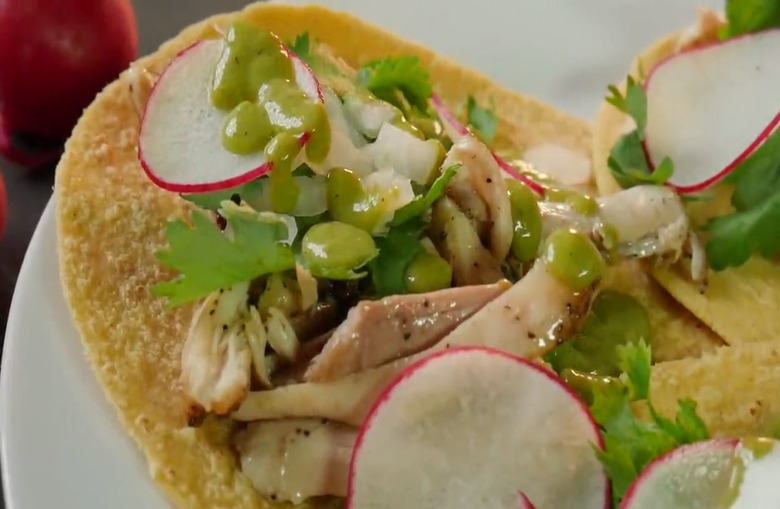 Roast Chicken Tacos With Salsa Verde and Crema