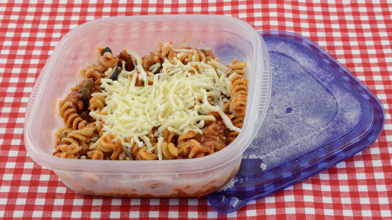 pasta and cheese in container