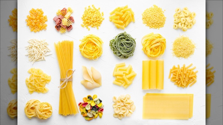 assortment of different pastas