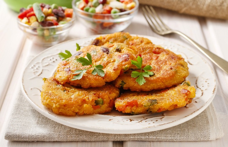 Red Pepper Scallops on Potato Pancakes 