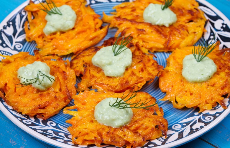 Sweet Potato Latkes with Lime Crème Fraîche 