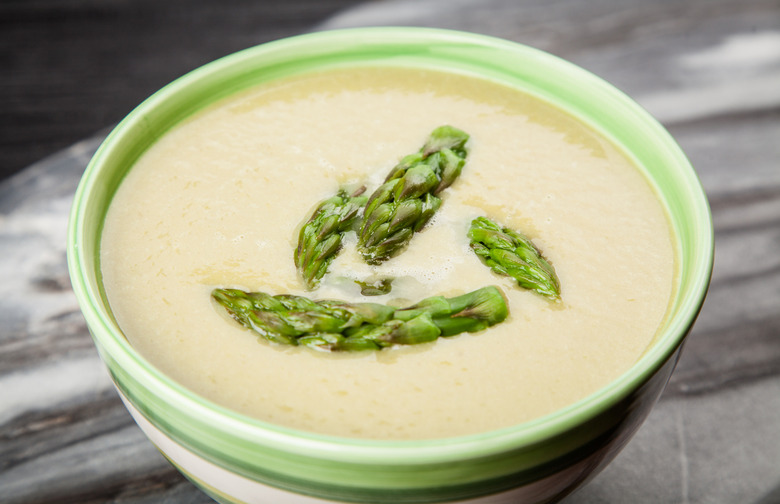 Green Asparagus Soup With Celery Seed Sour Cream