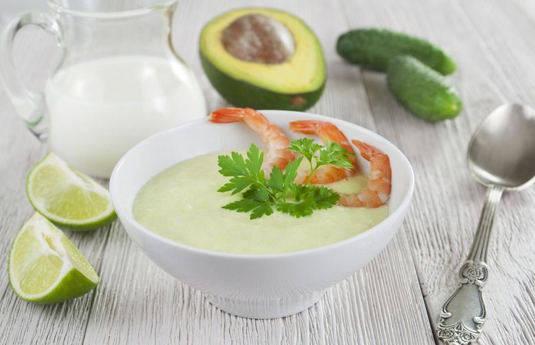 Chilled Avocado Soup With Seared Chipotle Shrimp