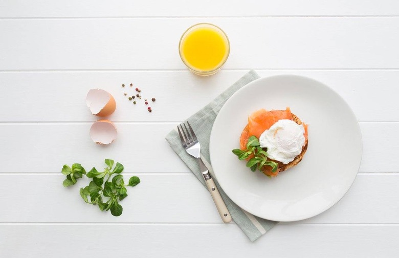 Salmon, Avocado, and Bagel Eggs Benedict