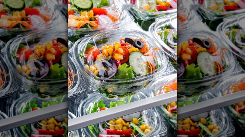 salad containers in fridge