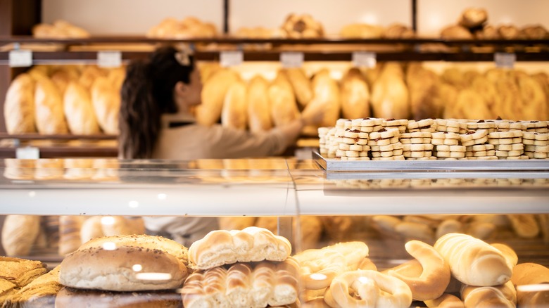 Processed pastries on display