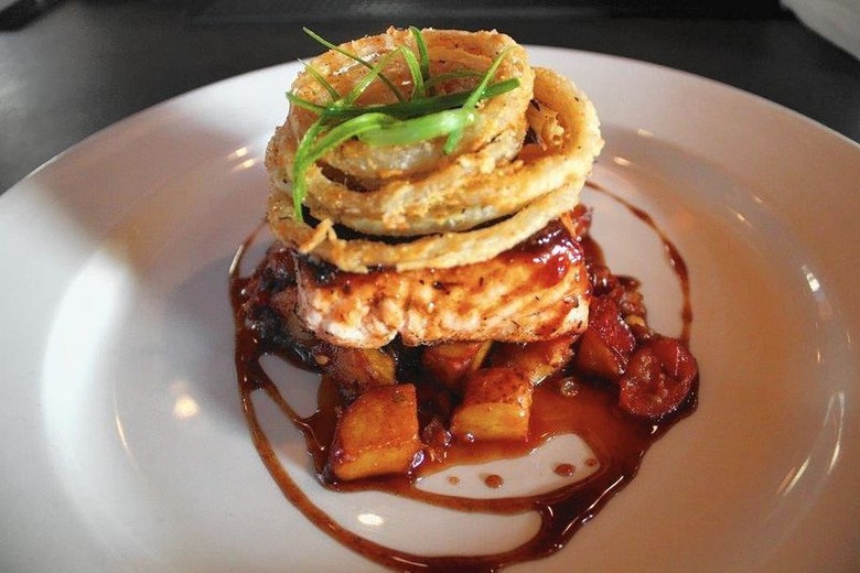 Barbecued Salmon With Andouille Potato Hash