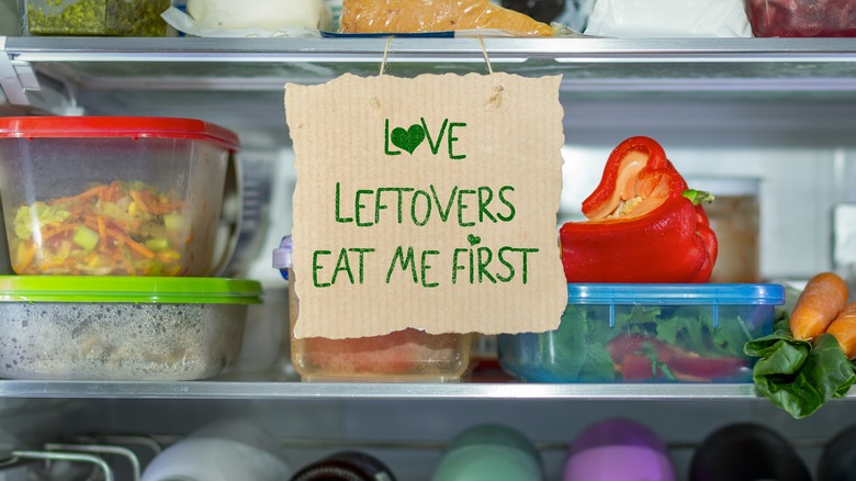 leftover sign in fridge