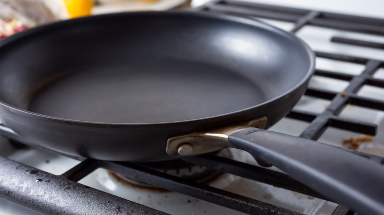 nonstick pan on burner