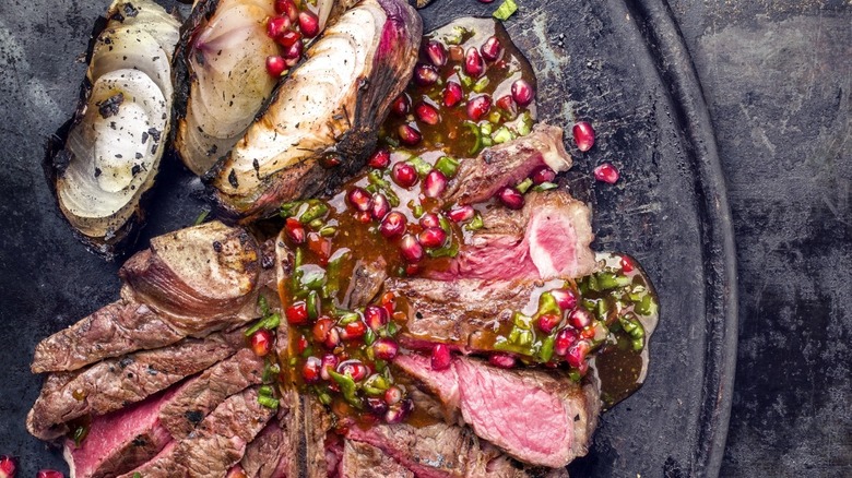 Steak with pomegranate