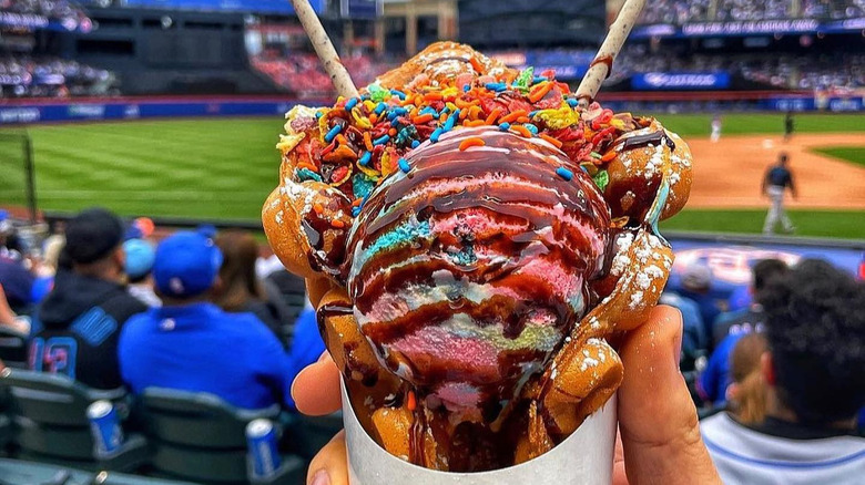 Rainbow sprinkle ice cream baseball