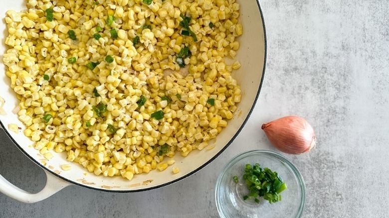 Pot full of creamed corn