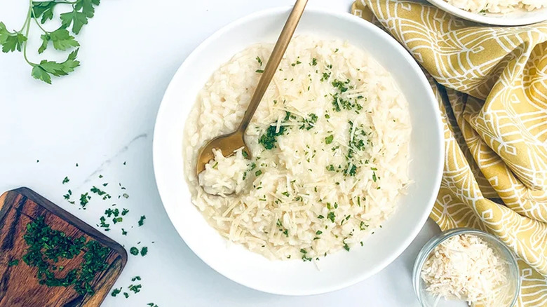 Bowl of risotto with parmesan