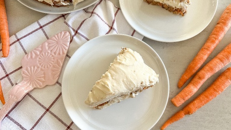 slice of frosted carrot cake