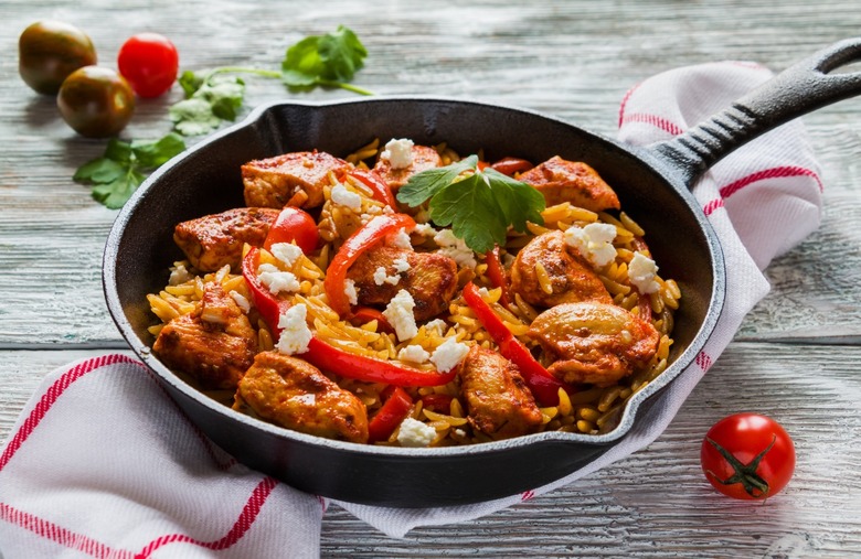 Chicken, Olive, and Orzo Bake