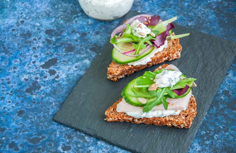 Chicken Salad Crostini With Pepitas and Cilantro