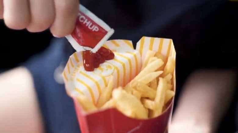 ketchup on fry box