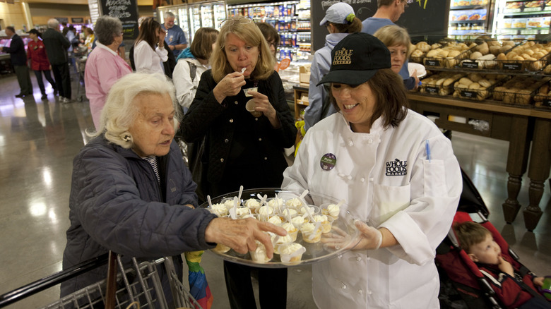 women taking free sample