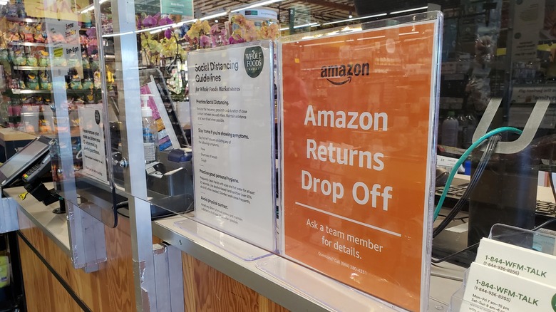 Amazon returns sign at Whole Foods