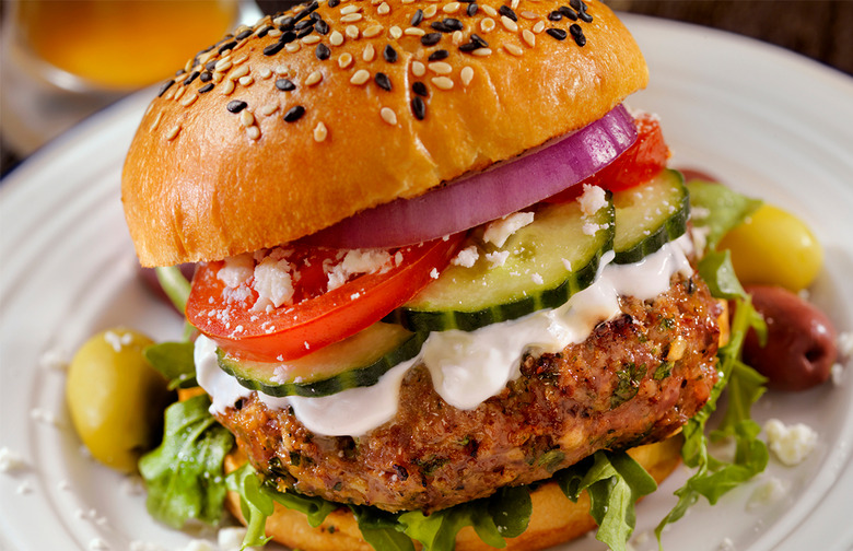 Spring Herb Lamb Burgers With Whipped Feta and Grilled Tomato