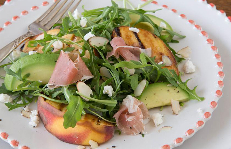 Grilled Peach and Arugula Salad With Mustard Herb Vinaigrette